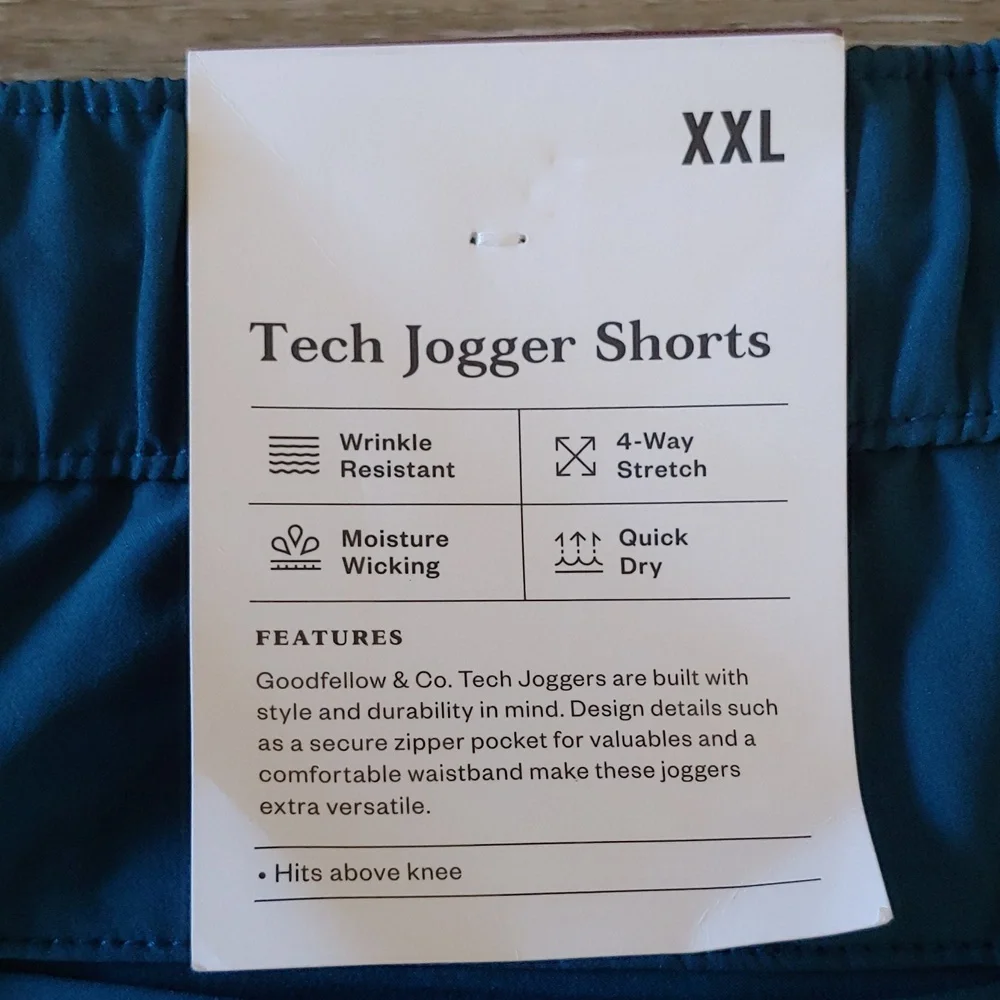 NWT Goodfellow & Co Men's Tech Jogger Shorts Blue Size XXL